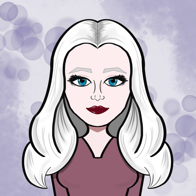 An animated image of Tamara with red lips on a purple background